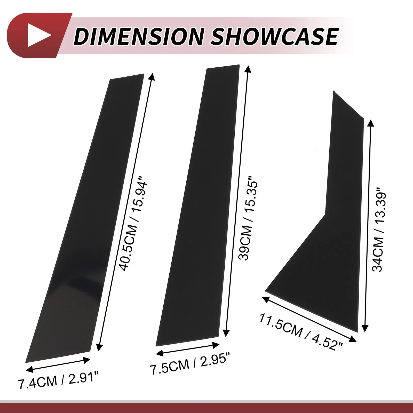 Door Pillar Window Trim Kit for Audi A4 2017–2022 Black 6 Pieces