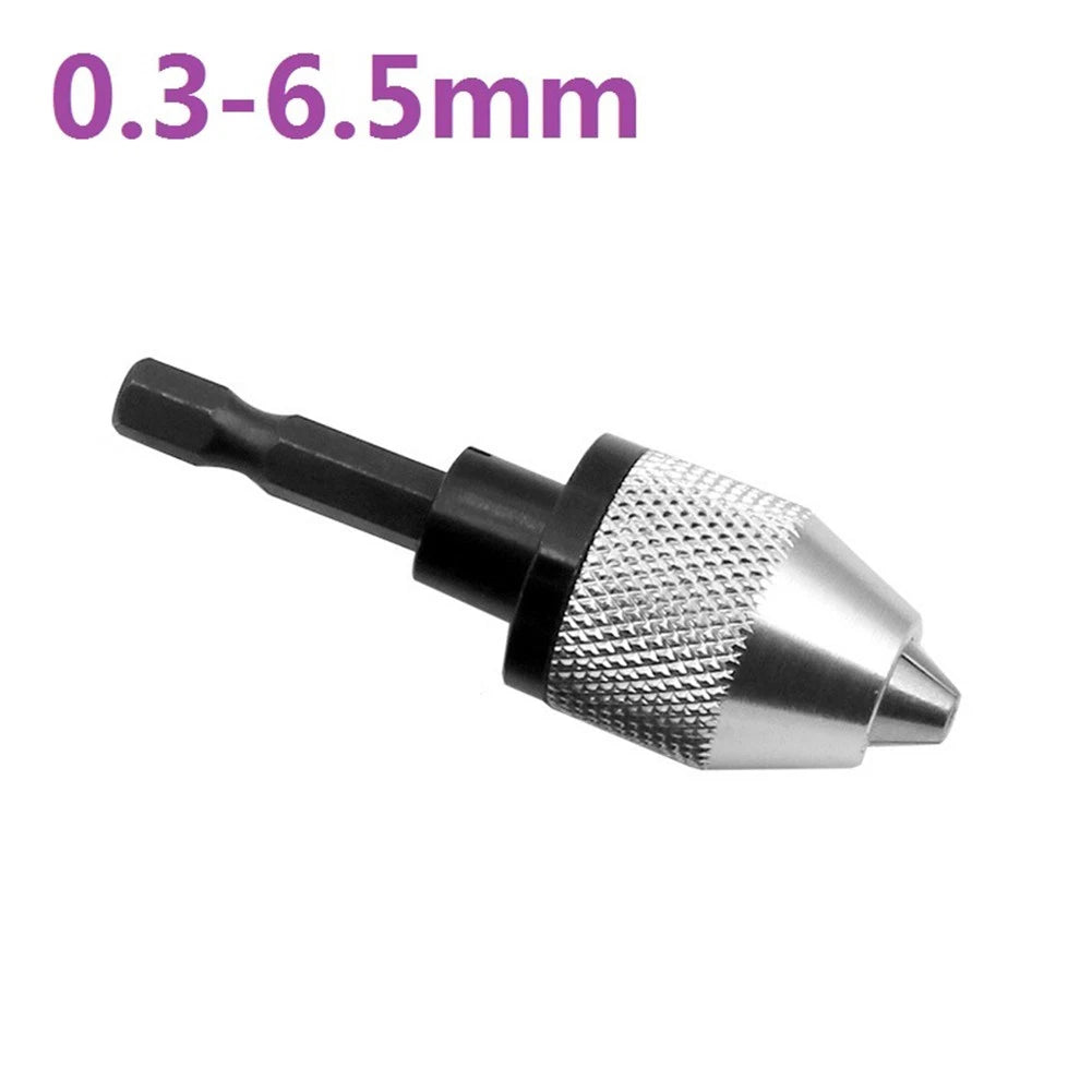 Keyless Drill Bit Chuck Adapter for Driver (0.3-6.5mm, 1/4" Hex Shank)