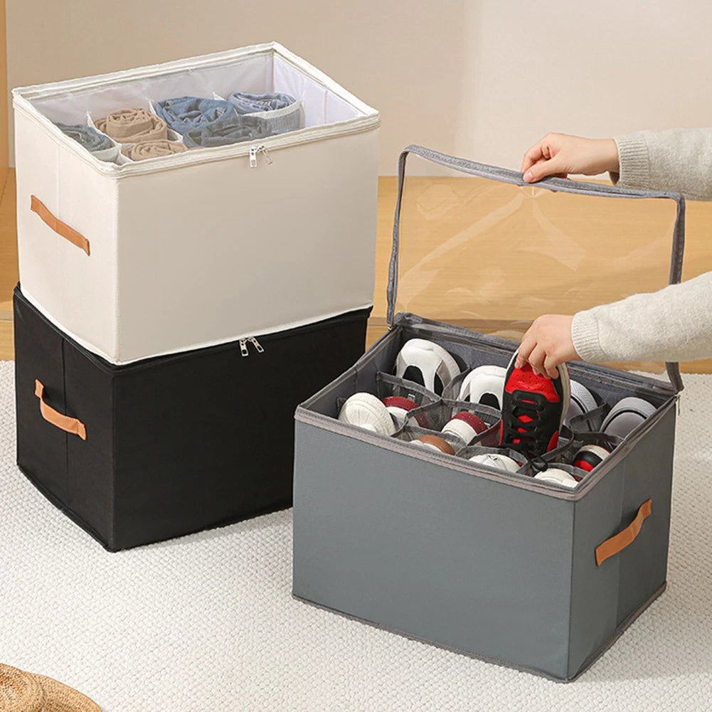Adjustable Dividers Fabric Shoe Storage Box for