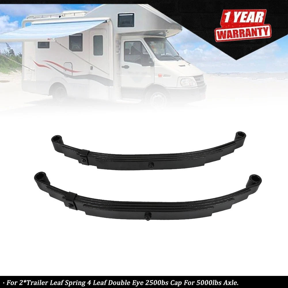 2X Trailer Leaf Spring 4 Leaf Double Eye 2500lbs for 5000lbs Axle