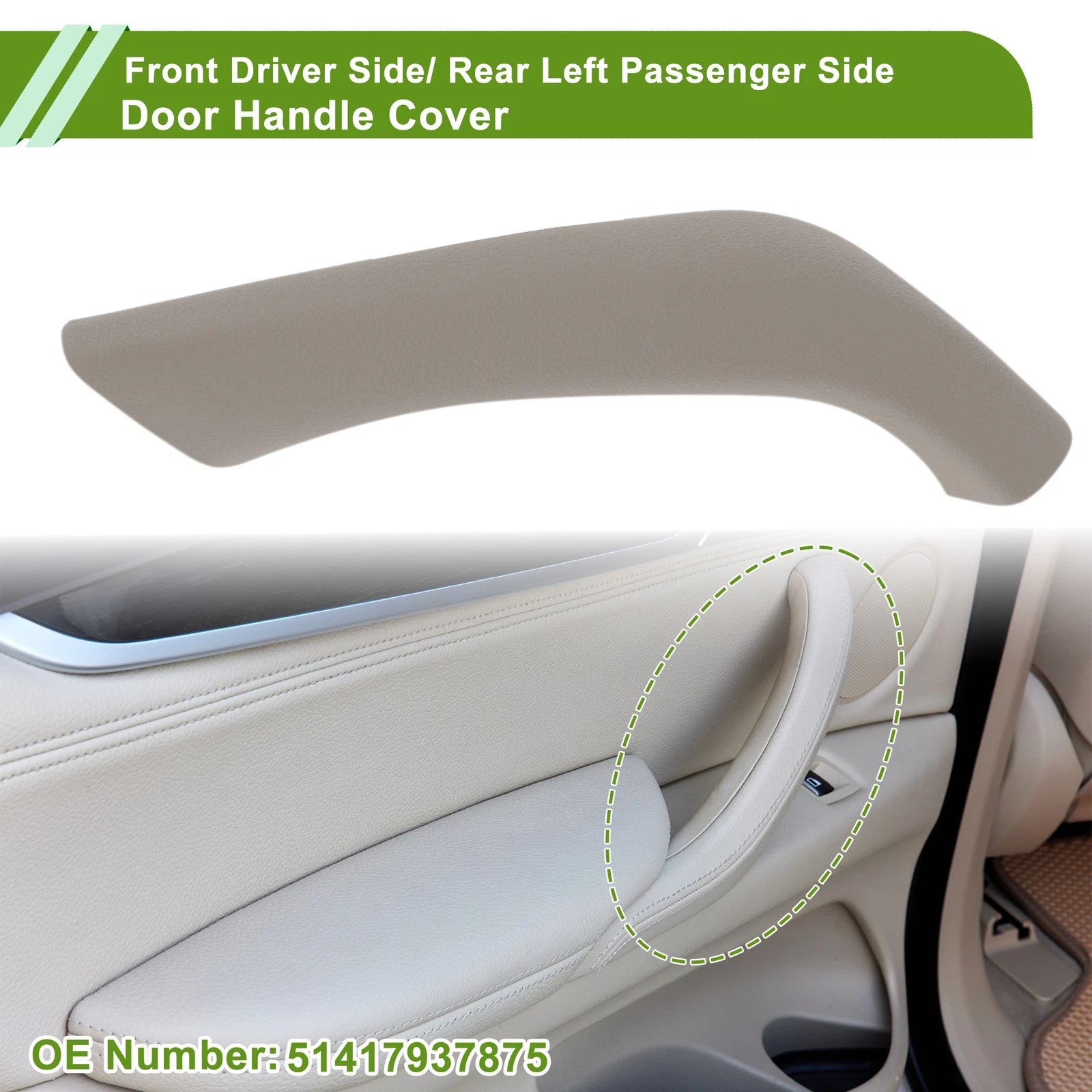 Door Panel Handle Pull Trim Cover Replacement for BMW X1 F48 F49 (2015–2020)
