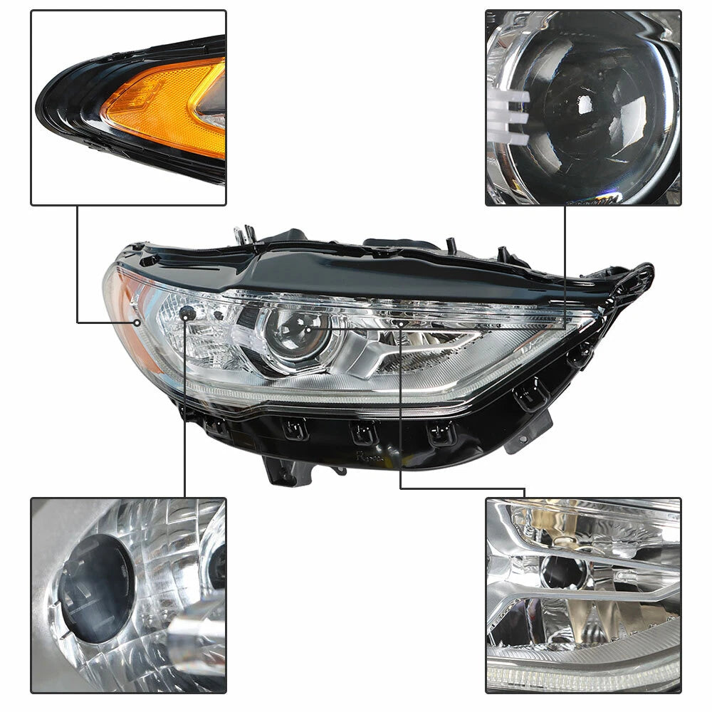 Halogen Headlight Projector for Ford Fusion (2017–2019) Passenger Side Chrome
