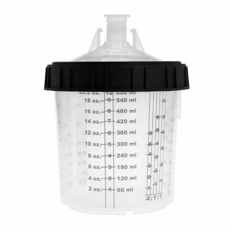 600ml Disposable Paint Cup w/ M16X1.5 Internal Thread Adapter Set For Spray Gun
