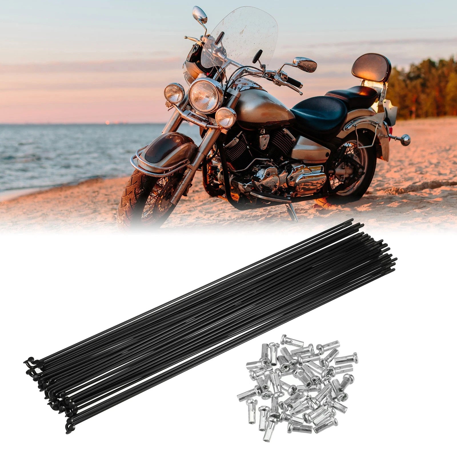 Bicycle Spokes Replacement Set 14G 260mm with Nipples for Most Bikes