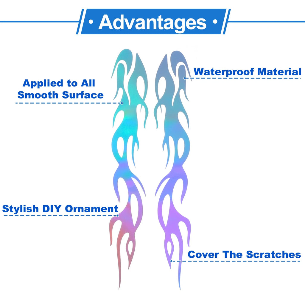 1 Pair Flame Pattern Car Bumper Sticker Decal Waterproof for Universal Fit
