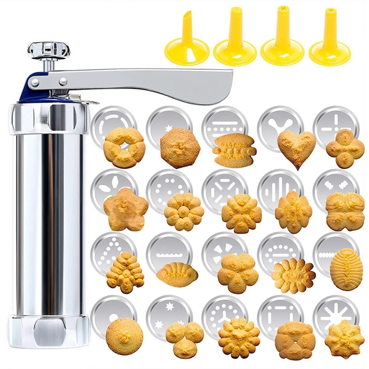 2X Aluminum Cookie Maker Machine with 20 Discs for Easy Operation