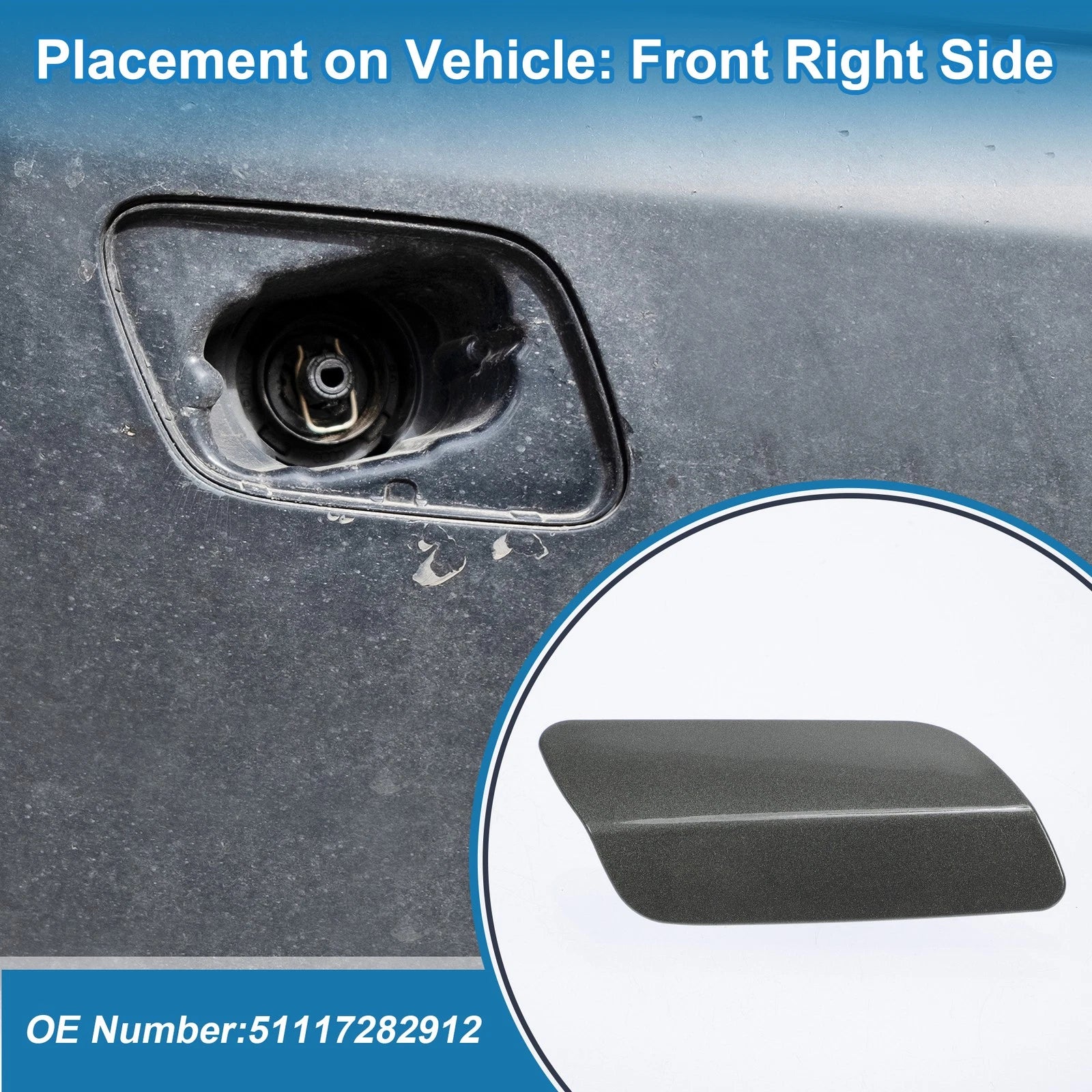 Front Right Headlight Washer Nozzle Cover Cap for BMW 640i (2011–2018)