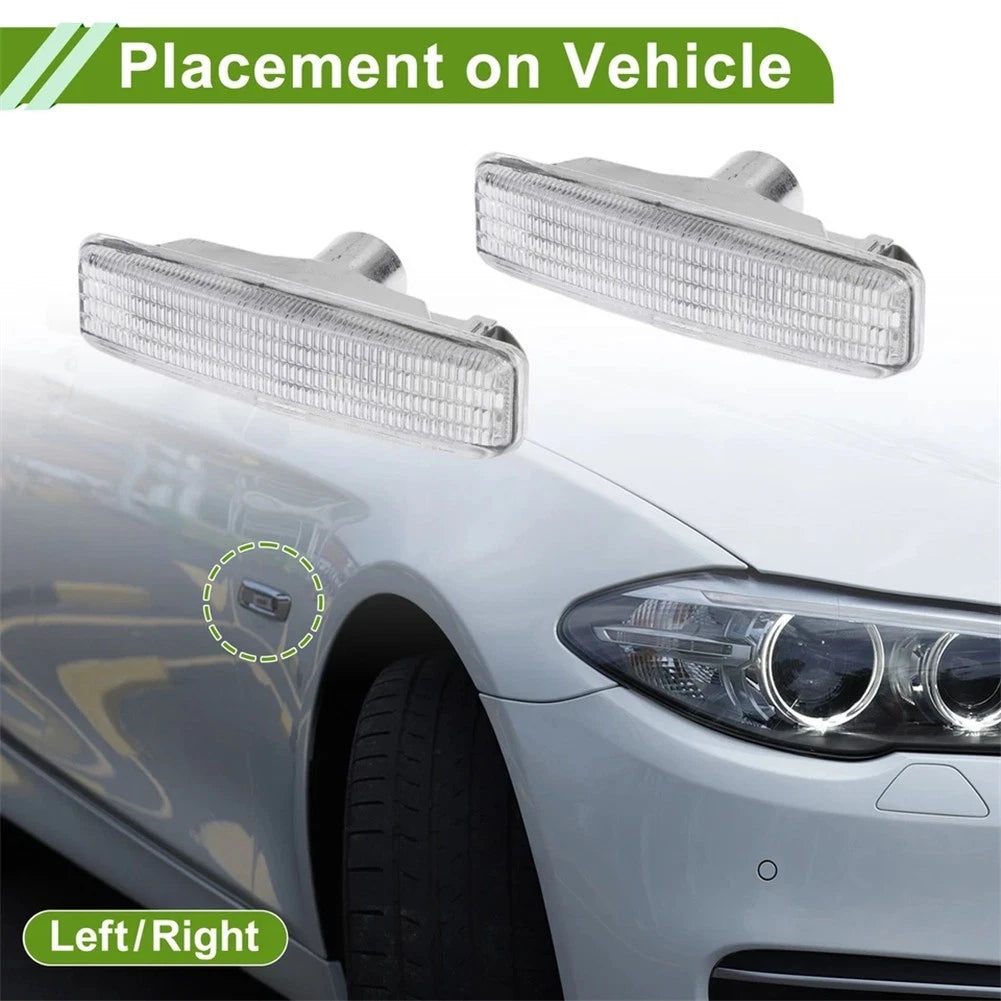 2X White Side Marker Light Cover for BMW E39 (1997–2003)