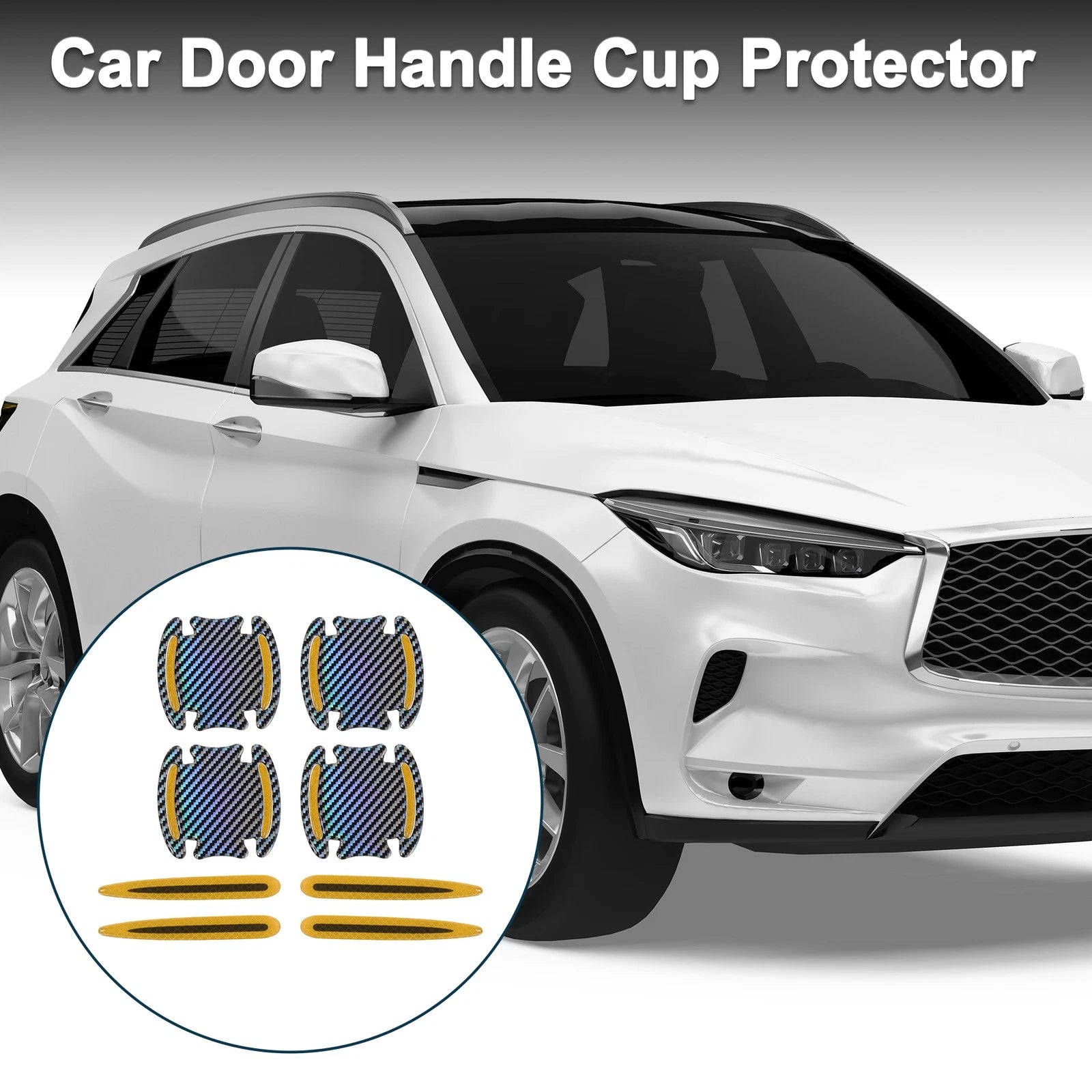 Car Door Handle Cup Protector for - Silver Tone