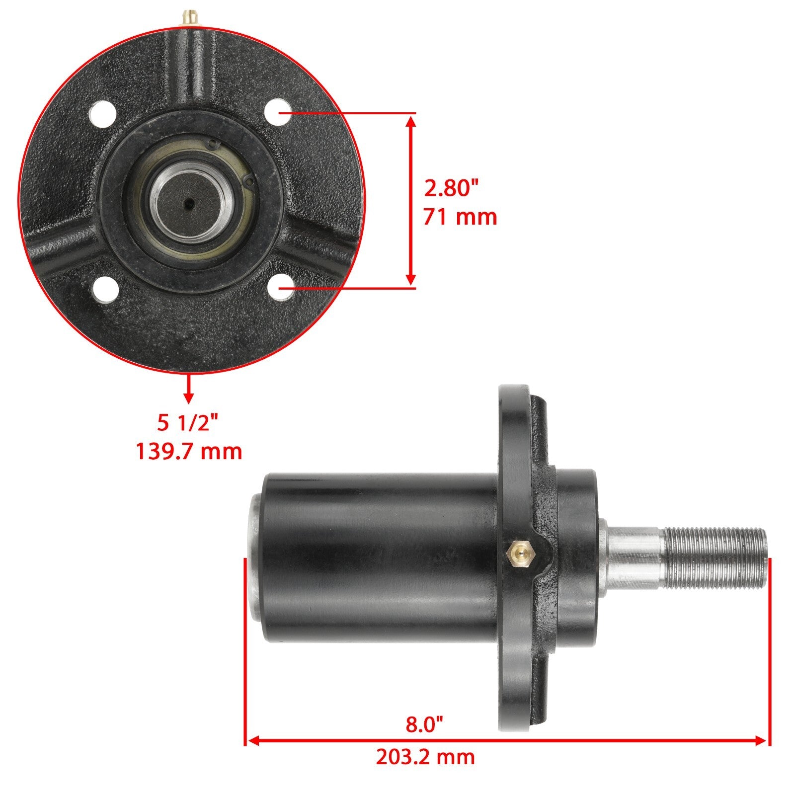 Spindle Assembly Short Shaft Replacement for Dixie Chopper (2001–2007)