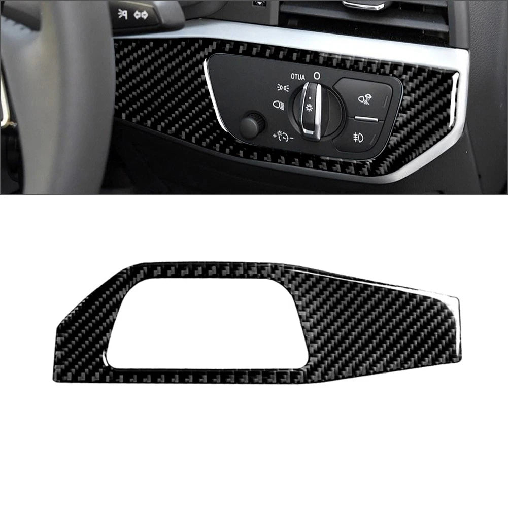 Carbon Fiber Headlight Switch Panel Cover Trim for Audi A4 A5 (2017–2023)