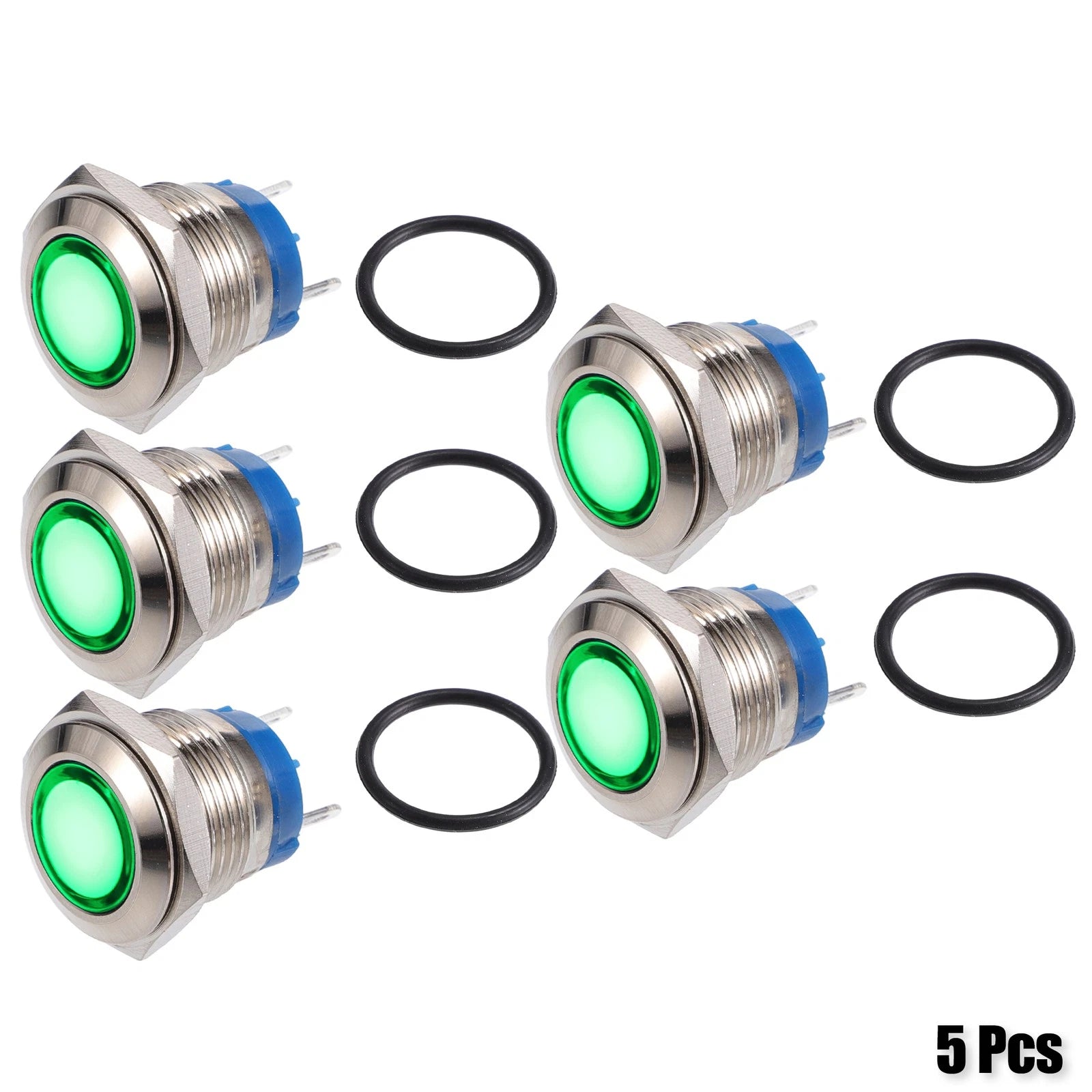5 Pcs 16mm LED Waterproof Indicator Light for
