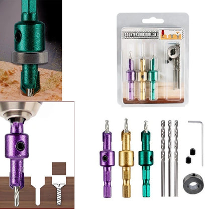 3X Countersink Drill Bit Set for Drilling and Countersinking