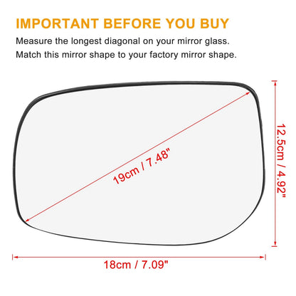 Left Side Heated Mirror Glass with Backing Plate for Toyota Yaris (2006–2019)