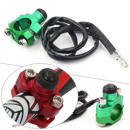 Rotating Bar Clamp Start Stop Kill Switch Button for 7/8" Handlebar (Green)