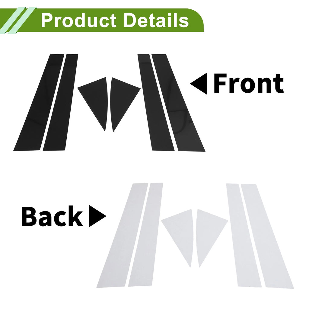 6 Pcs Pillar Window Trim Replacement for Chevy Equinox (2005–2009) Black