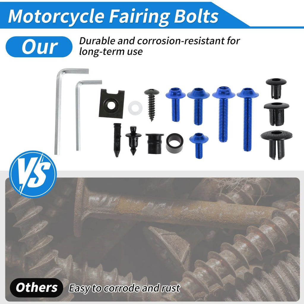 Windshield Bolts for Yamaha Motorcycles (Aluminum Rubber Blue)