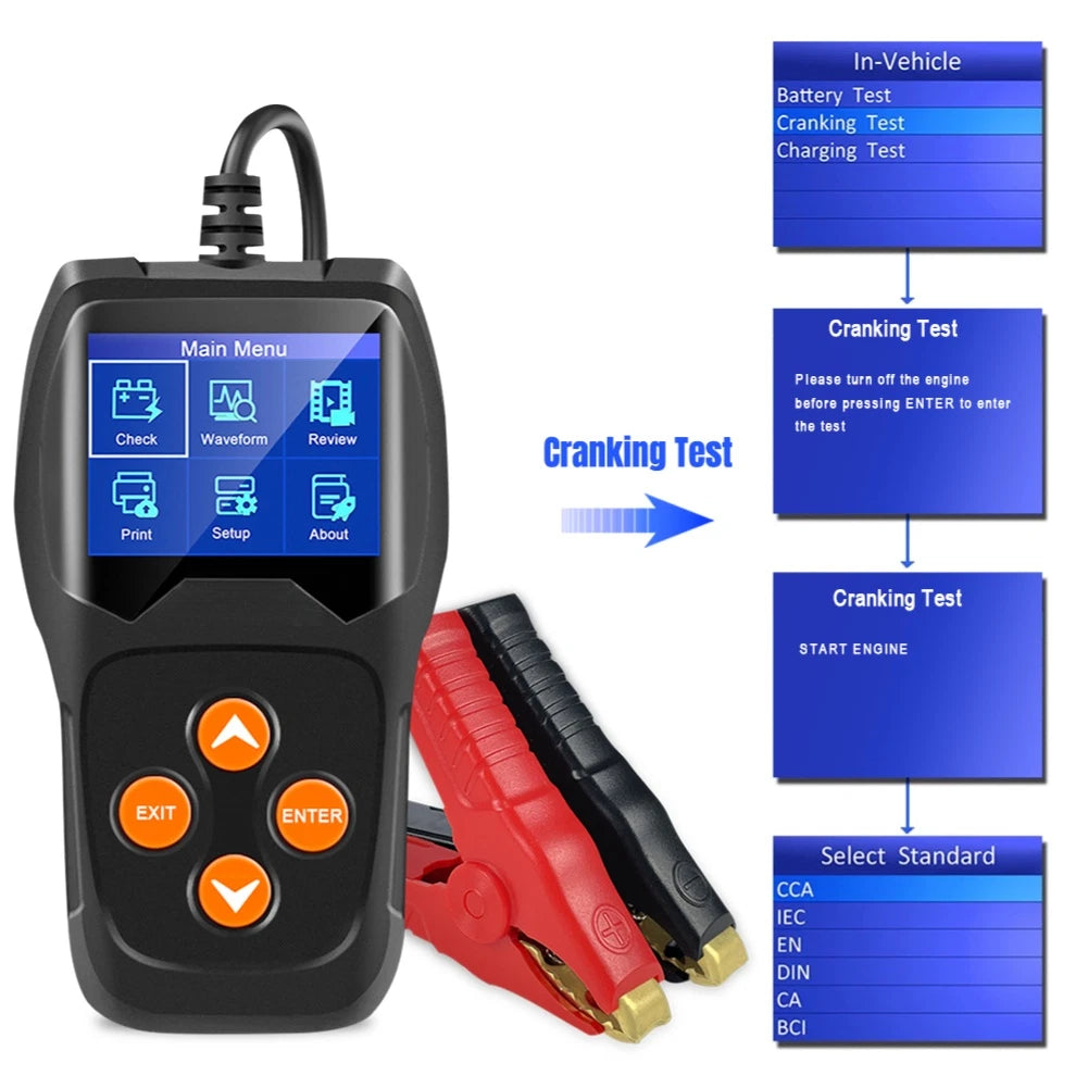 TFT LCD Battery Tester for 12V Vehicles (2010–2023)
