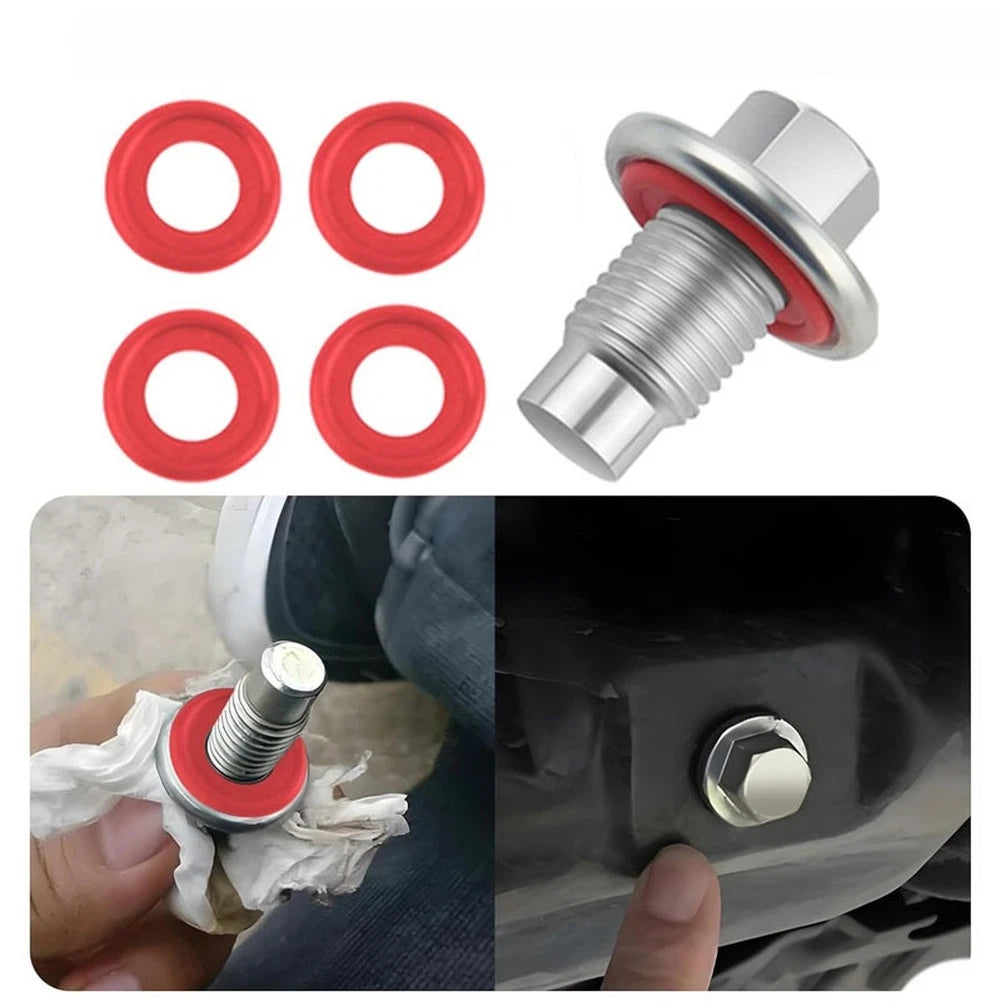 M14x1.5 Oil Drain Connector Bolt with 5 Gaskets for Oil Pan