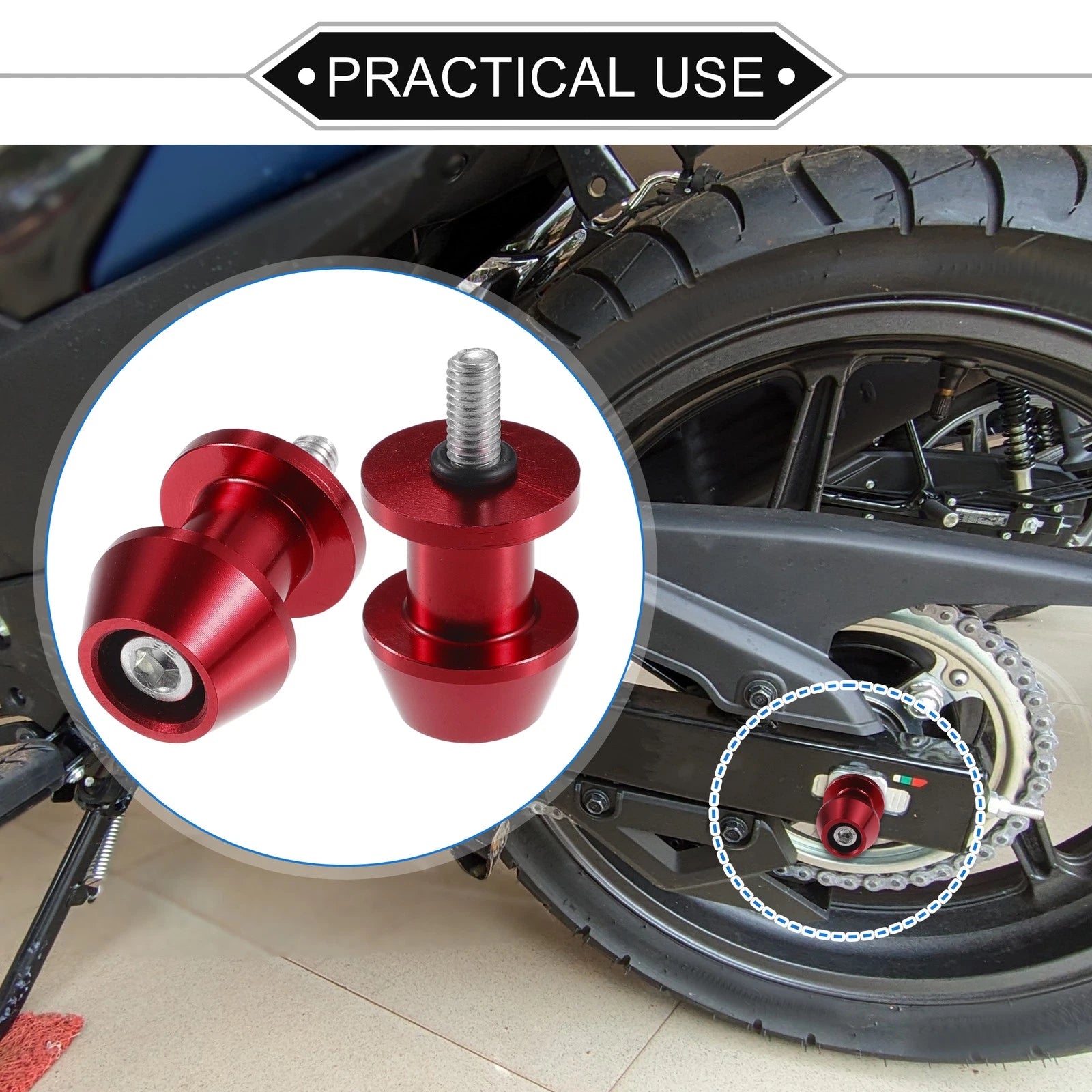 Motorbike Swingarm Spools 6mm CNC Replacement for Red for Universal (Any Year)