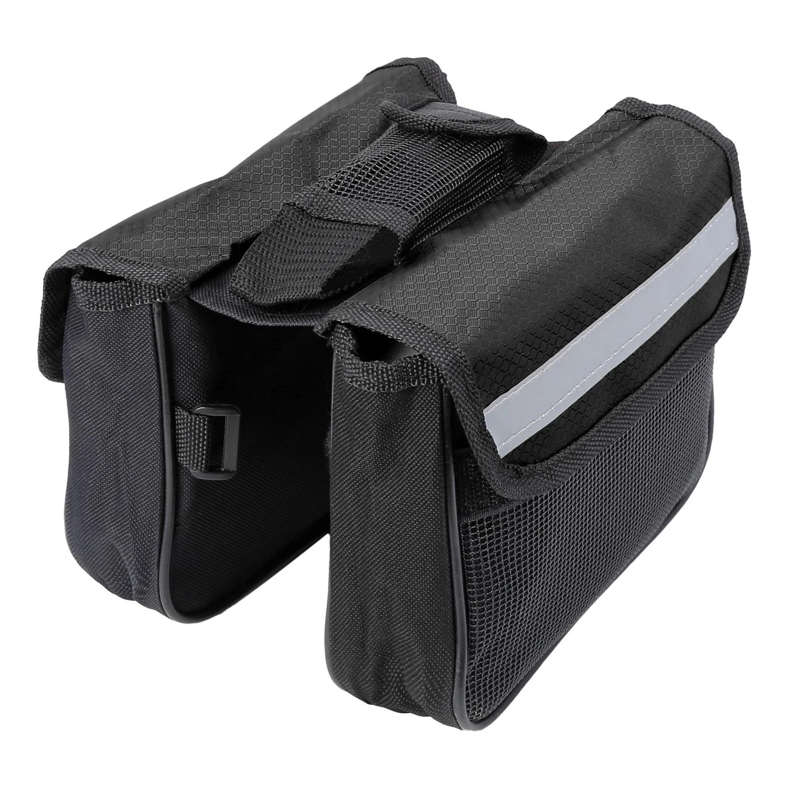Bike Saddlebag Frame Bag Tool Pouch for Bicycle Black (18–15–15cm)