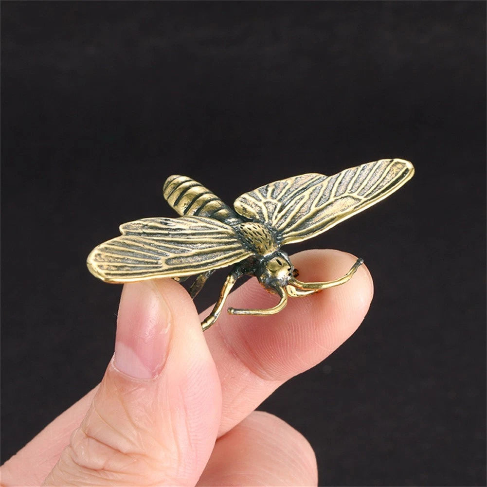 Copper Dragonfly Figurine Ornament for Desktop Decor