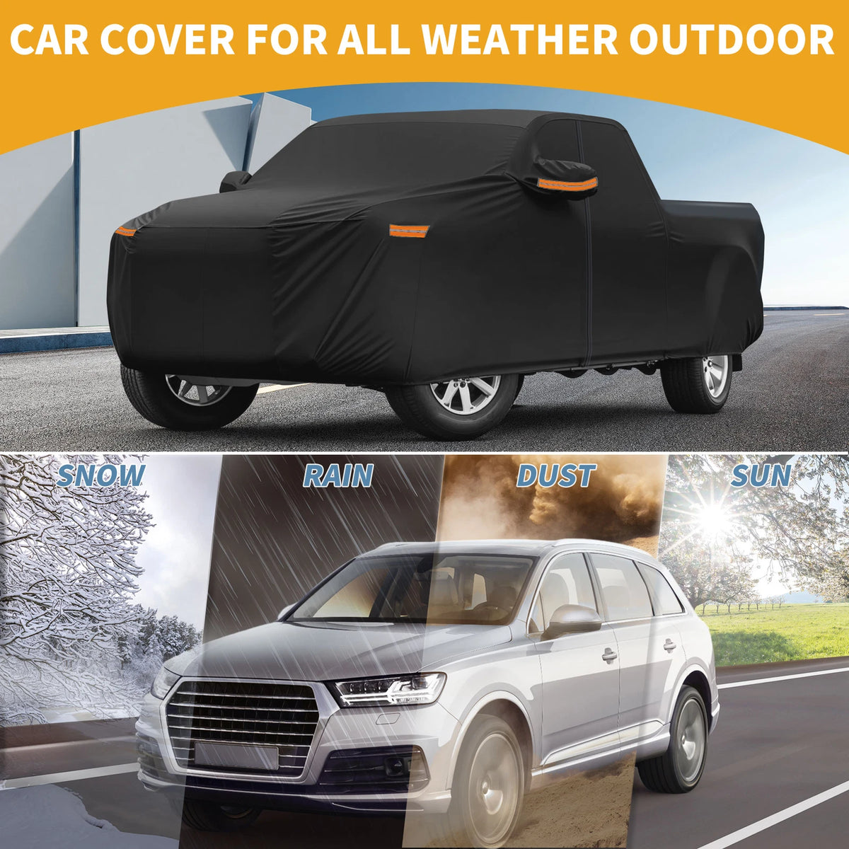 Waterproof Car Cover for GMC Sierra (190T-PU, Black)