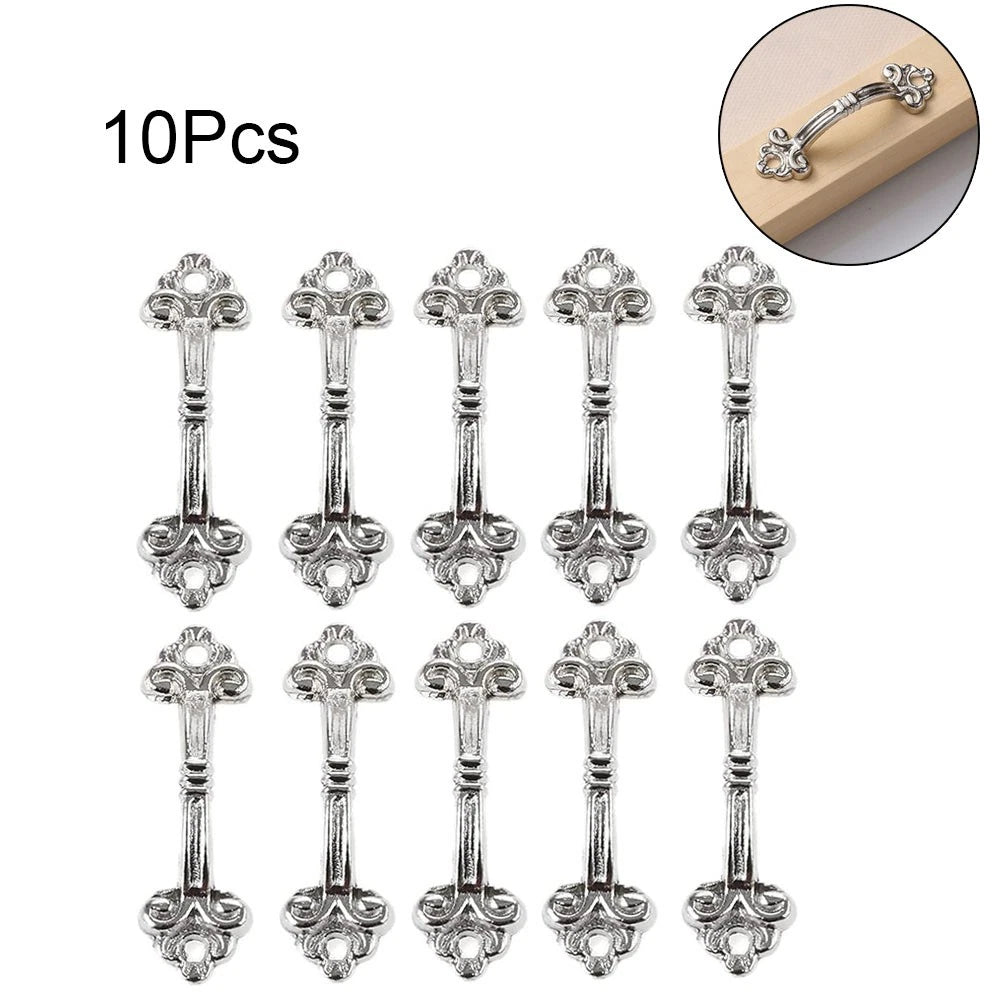 10Pc Silver Drawer Knob Hardware for Jewelry Box and Cupboard