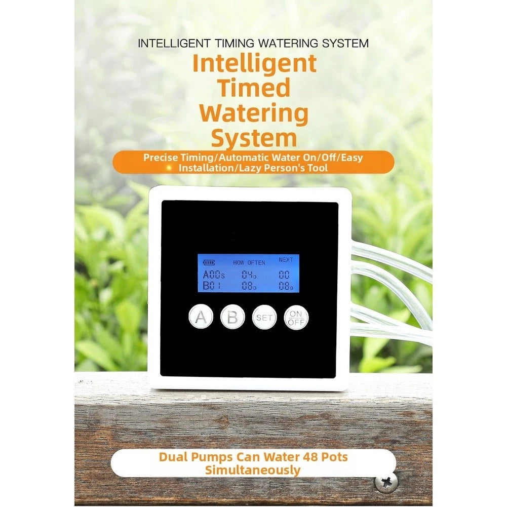Dual Pump Irrigation Device with Smart Timer and LED Display for Indoor Use