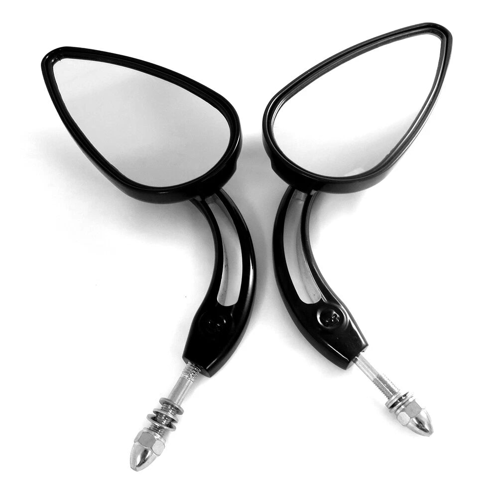Black Racing Skull Side Mirrors for Harley FXR (1982–1994)
