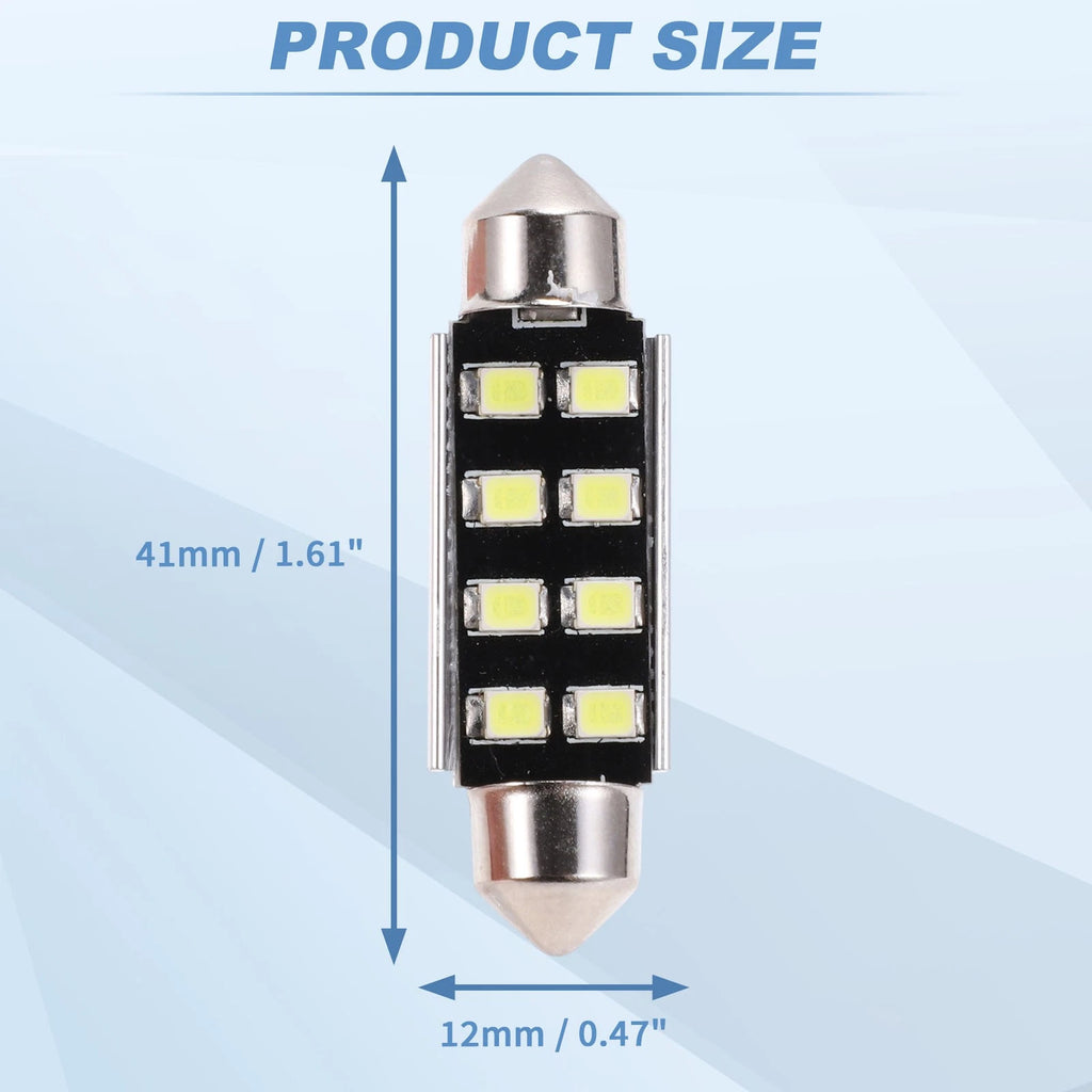 2X LED Dome Light Bulbs 41mm 2835 Chip White for