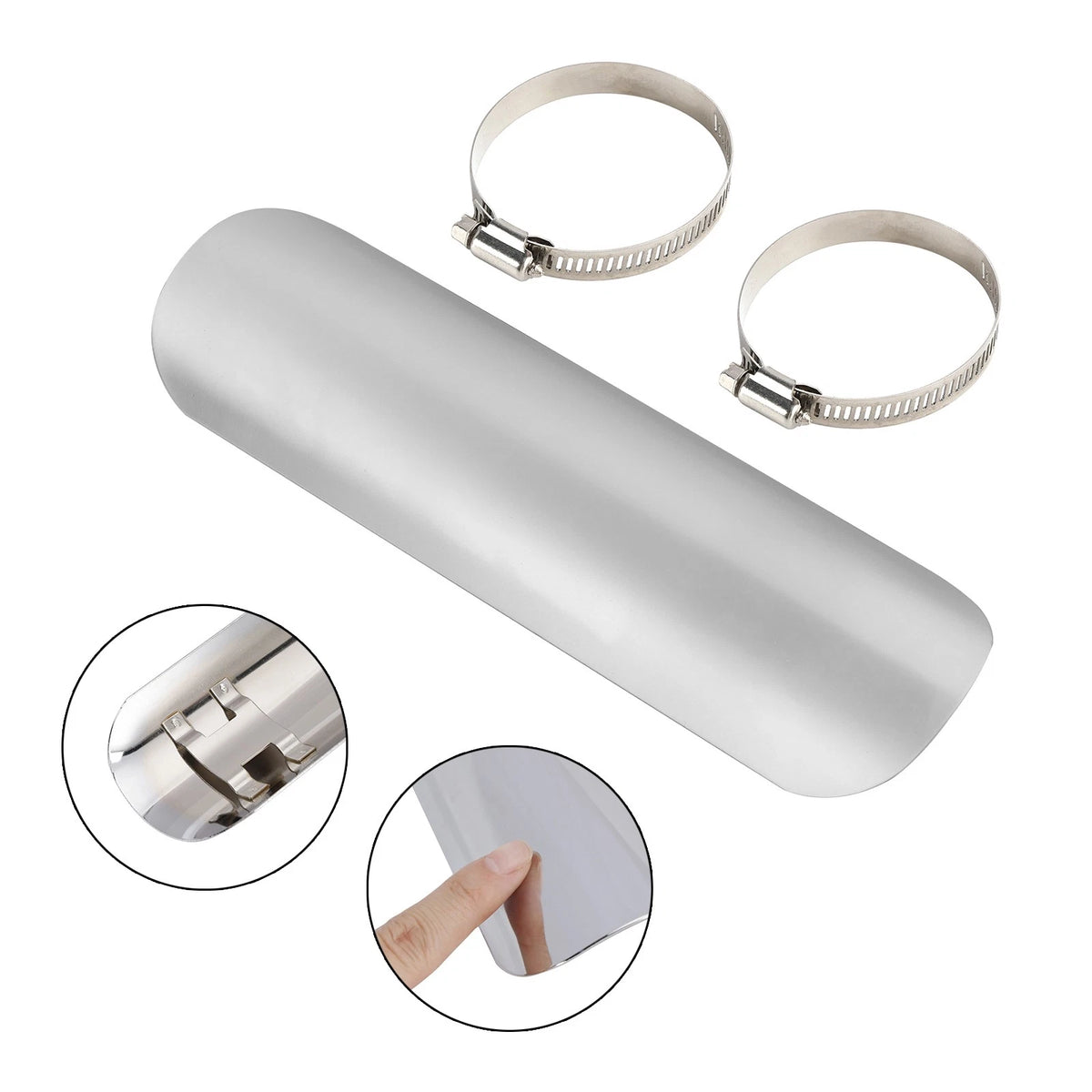 Exhaust Mount Holder Decorative Cover for Motorcycle Scooter Cub (Chrome)