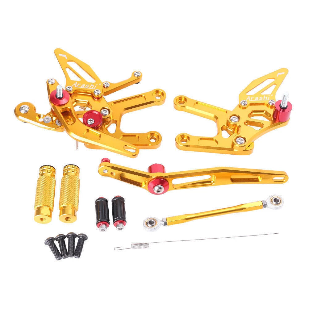 Adjustable Rearsets Foot Pegs for Yamaha YZF R6 (2017–2022) Gold