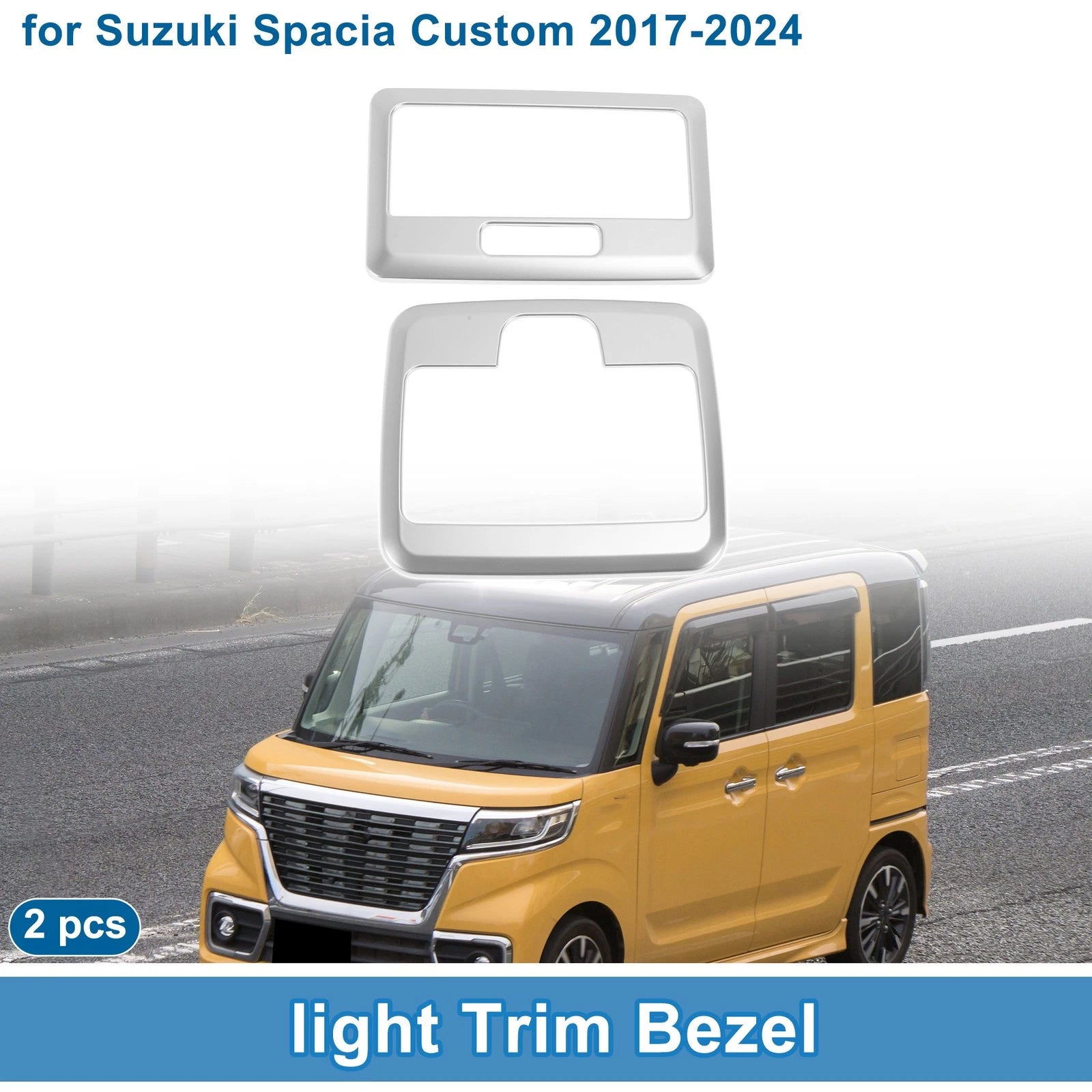 Front Row Light Trim Bezel for Suzuki Spacia Custom (2017–2024) Silver Tone