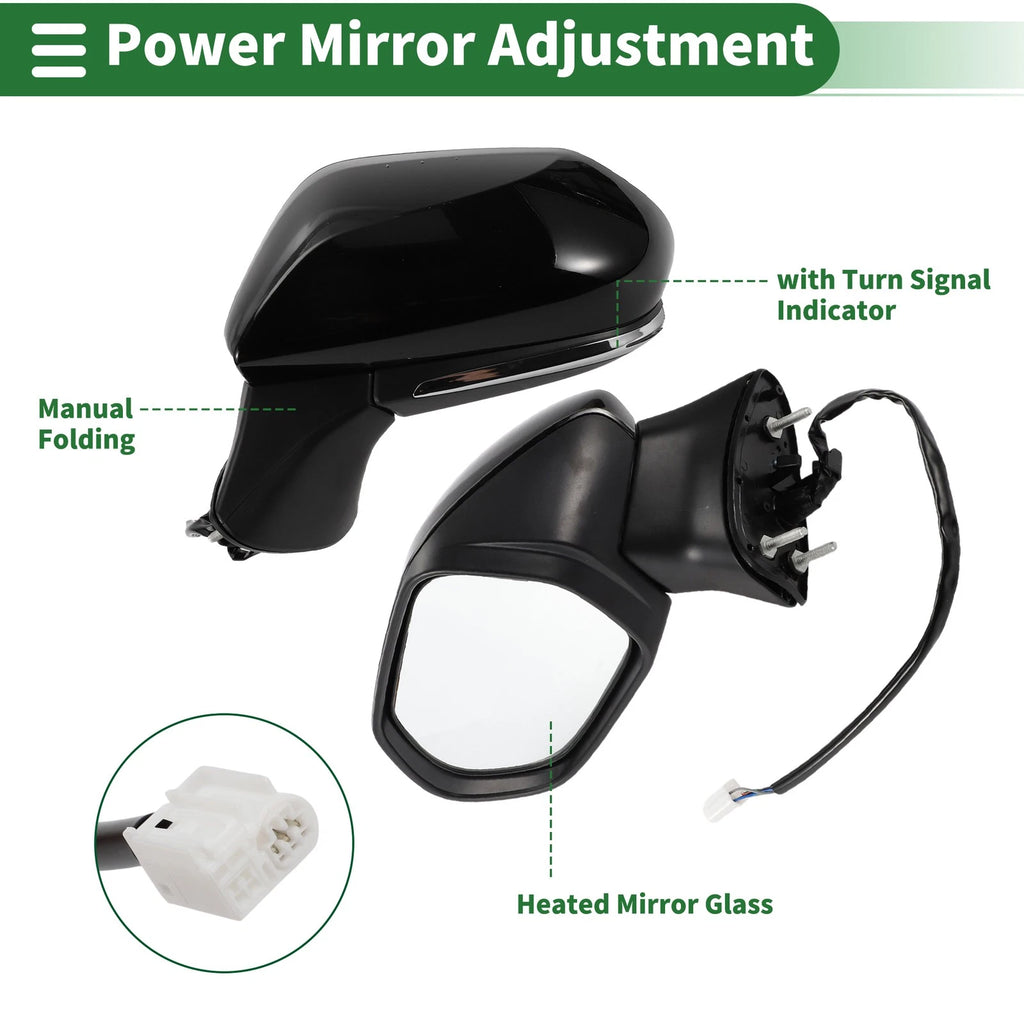 Left Side Door Mirror Replacement for Toyota Camry Manual Folding Gloss Black (2012–2018)