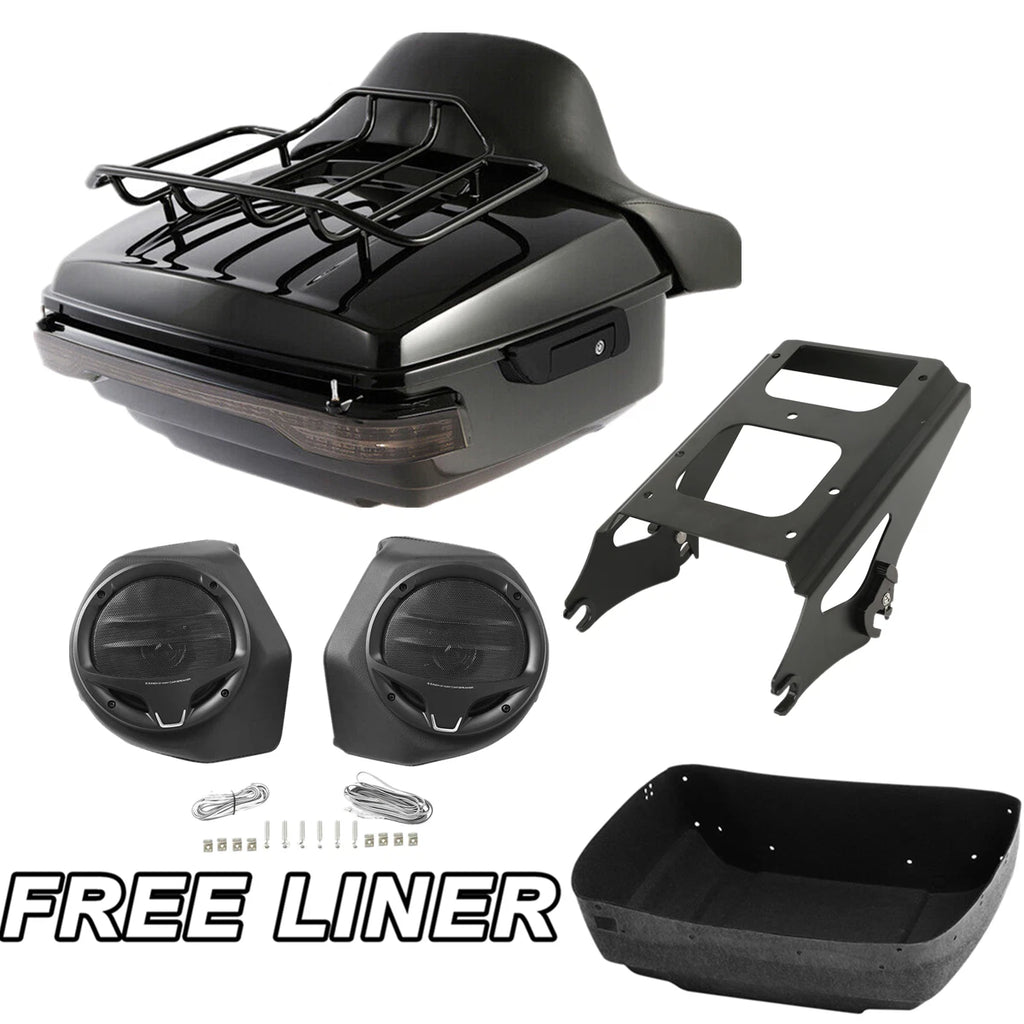 LED Trunk Pad Mount Rack Speakers for Harley Road Glide (2009–2013)