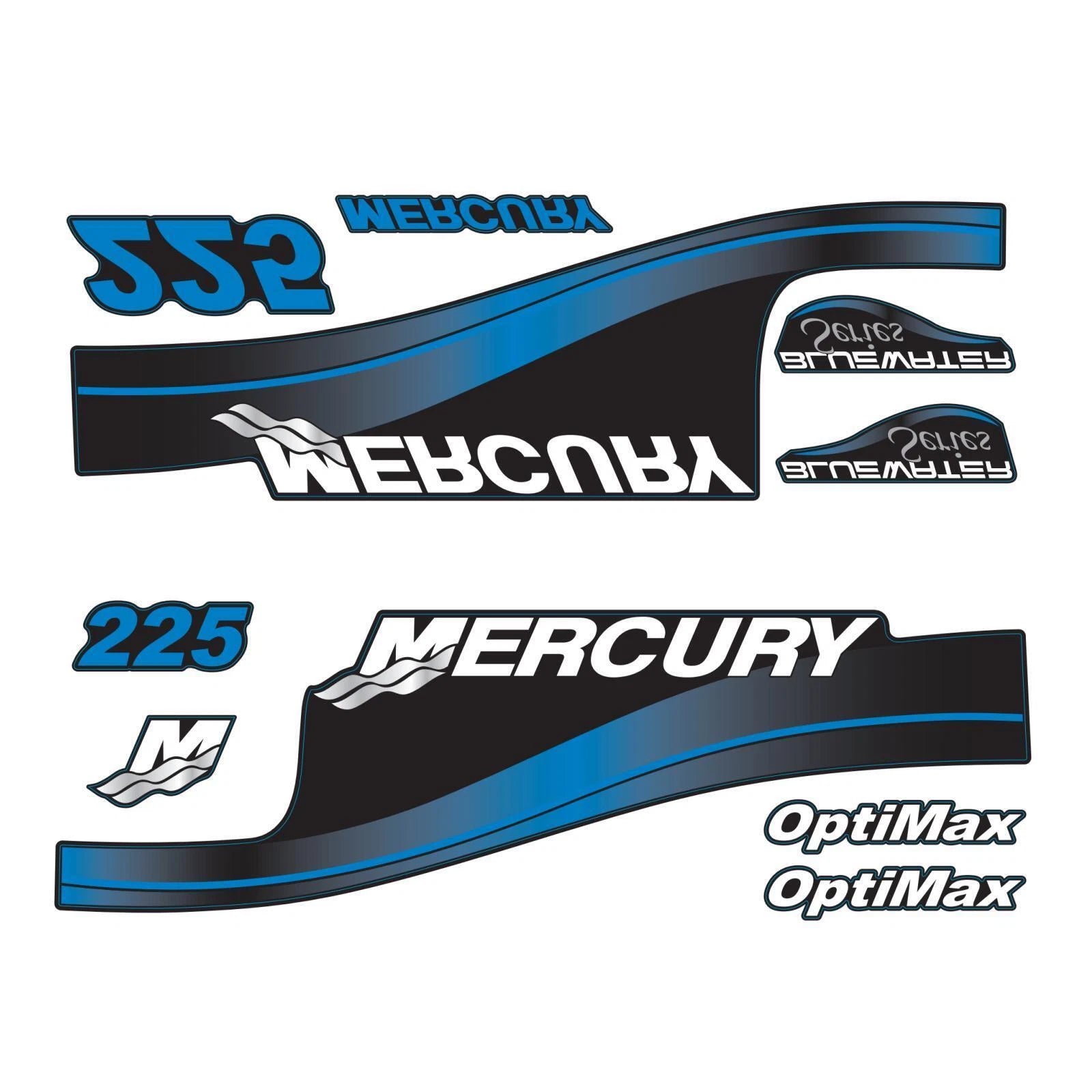 Decals Sticker for Mercury Outboard 225hp Blue Water OptiMax (1999–2006) 855408A99