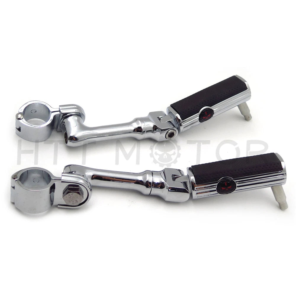 Gear Skull 1.5" Footpeg Mounting Kit for Motorcycle (Chrome)