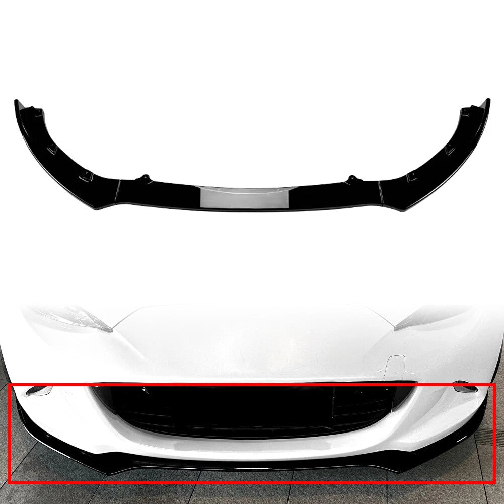 Front Lower Bumper Spoiler Lip for Mazda MX-5 Miata (2016–2025) Glossy Black