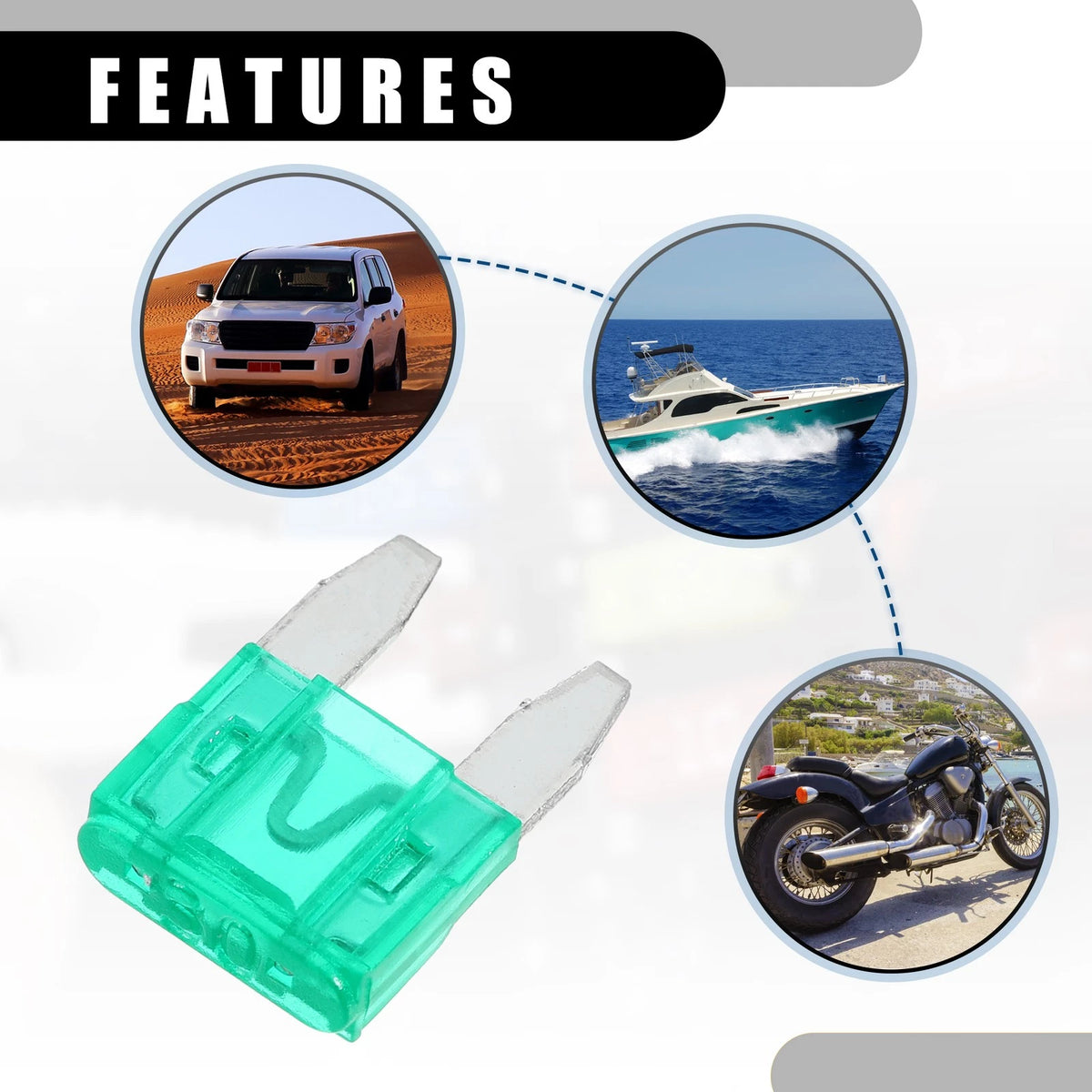Set of 5 Mini 30AMP APM/ATM Blade Fuses for Car Short Circuit Protection