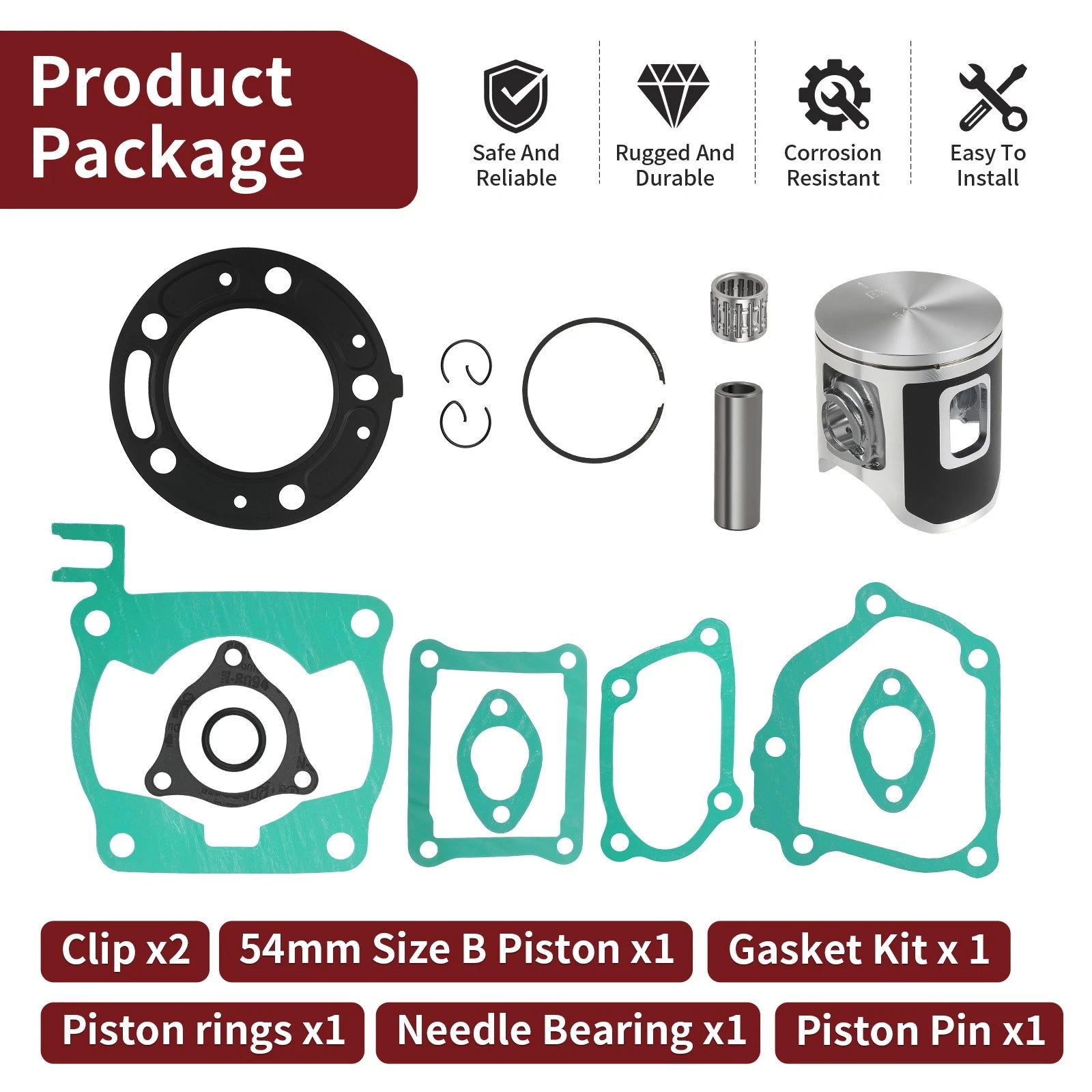 Top End Rebuild Kit 54mm Piston for Honda CR125R (1992–1999) 13110-KZ4-505
