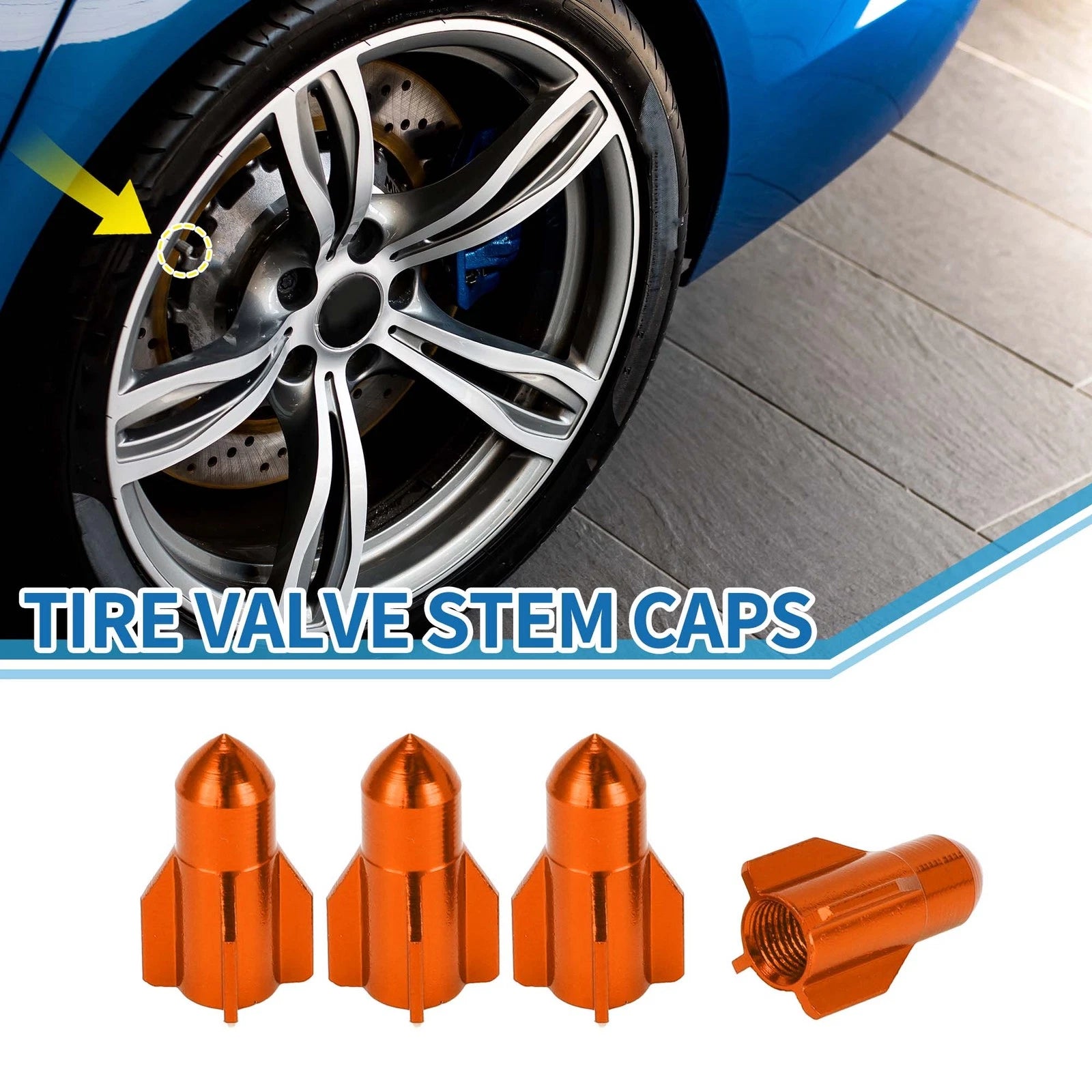 Valve Stem Caps 16x27mm Replacement for Car SUV Bike RV (4 Pack)