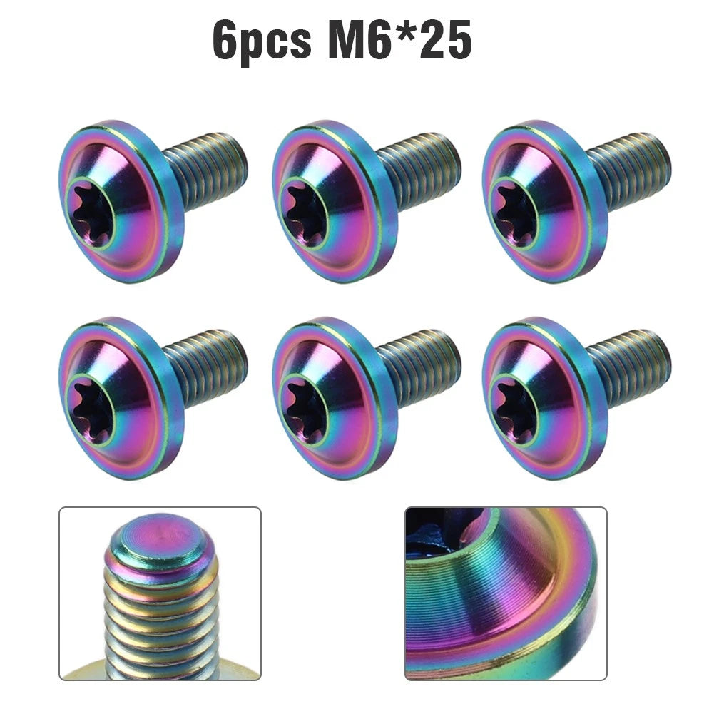 6X M6x25mm Titanium Alloy Torx Head Bolts for Motorcycle (Universal)