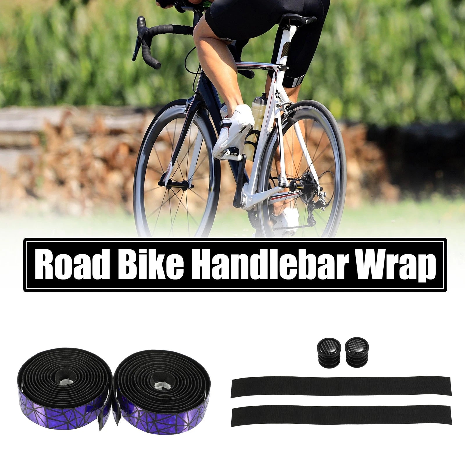 Road Bike Handlebar Grip Tape Set with End Plugs for Universal Fit