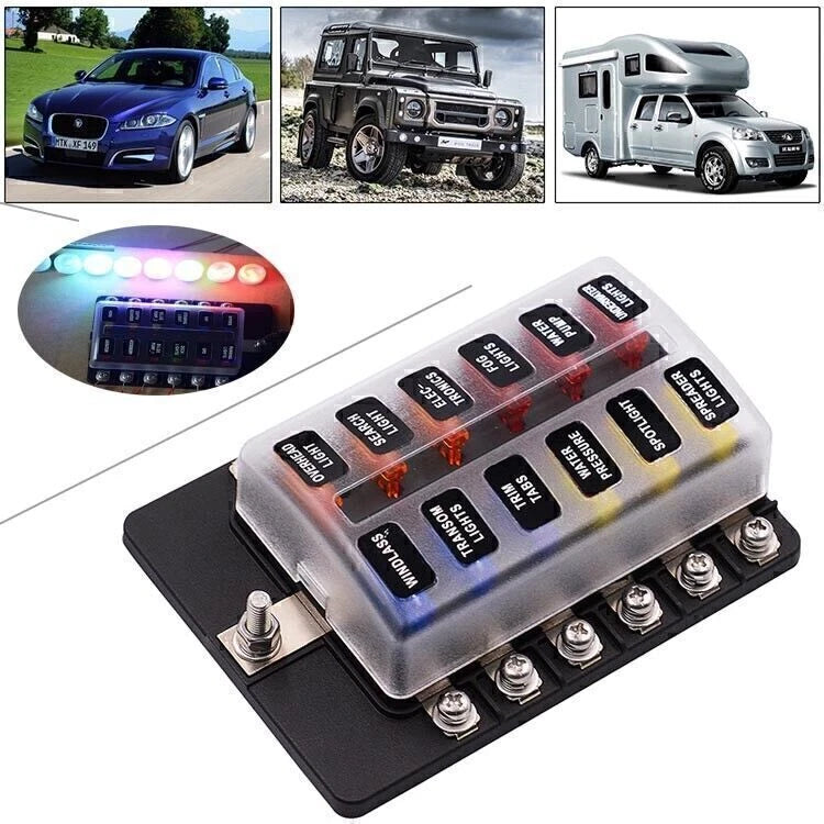 12 Way LED Fuse Box for Car Boat (DC 32V ATO ATC)