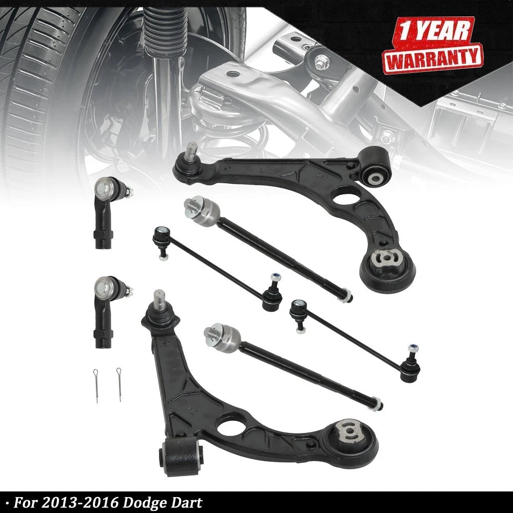 8PCS Front Lower Control Arms & Tie Rods for Dodge Dart (2013–2016)