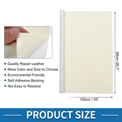 Self Adhesive Leather Repair Patch for Car Seat Sofa (39"x26.7", Beige White)