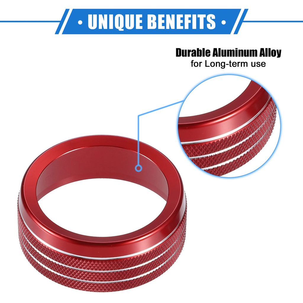 3pcs Audio Volume Tune Switch Knob Ring Cover for Dodge Dart (2012–2018) Red