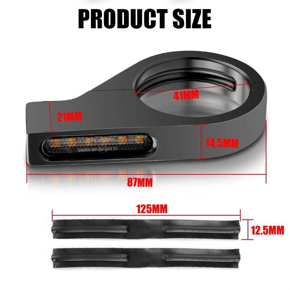 2Pcs LED Turn Signal Light for Motorcycle (39mm-41mm Fork Tubes Clamp)