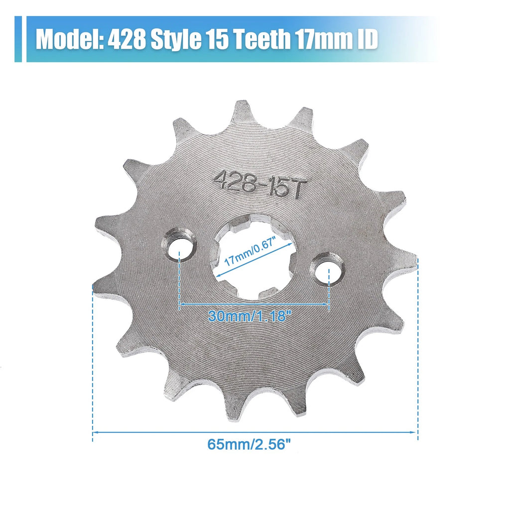 Front Engine Sprocket Set 15T 17mm ID Replacement for Dirt Pit Bike ATV (—)